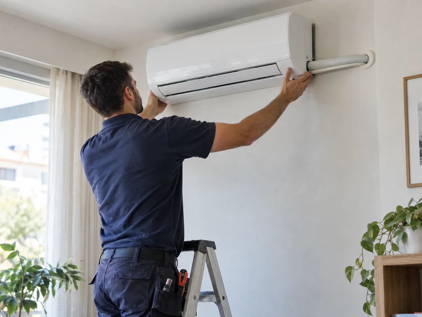 Instalación ilustrativa de aire acondicionado tipo split
